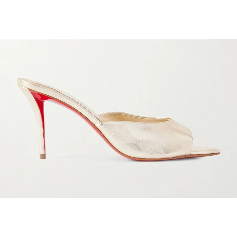 Christian Louboutin Miss Z Mule 80 Platino Gold Backless Sandal Heel Pump 35